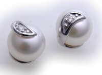 Damen Ohrringe Stecker Perlen Brillant 0,15ct Gold 375...