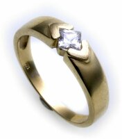 Damen Ring echt Gold 585 Zirkonia teilmatt. Glanz Gelbgold 14kt Qualität
