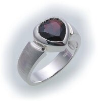 Damen Ring m. Granat Herz in Silber 925 Sterlingsilber...