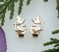 Kinder Ohrringe Stecker Maus Glanz teilmatt. 585 Gold...