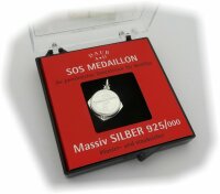 Anhänger SOS Kapsel Silber 925 Medaillon Vordruck Sterlingsilber Datentressor