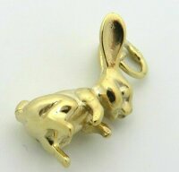 Neu Anhänger Hase echt Gold 585 Kaninchen Hänger massiv Gelbgold 14 karat Top