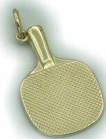 Neu Anhänger Tischtennis Schläger in Gold 58514 karat Gelbgold Unisex Tennis Top
