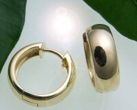 Neu Damen Ohrringe Klapp Creolen Gold 750 gewölbt schwer 16 mm Gelbgold 18 karat