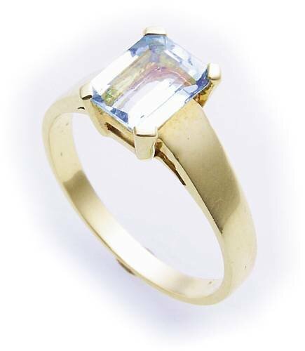 Neu Damen Ring echt Topas 8 x 6 Rechteck  Gold 333 Gelbgold Blautopas 8 karat