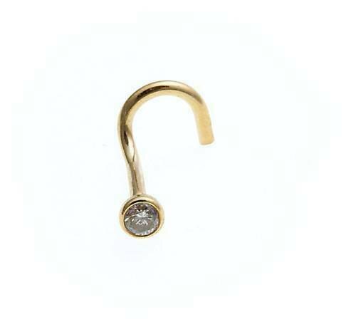 Neu Piercing Nase echt Gelbgold 750 Brillant Nasenstecker Diamant 0,08 carat 18k