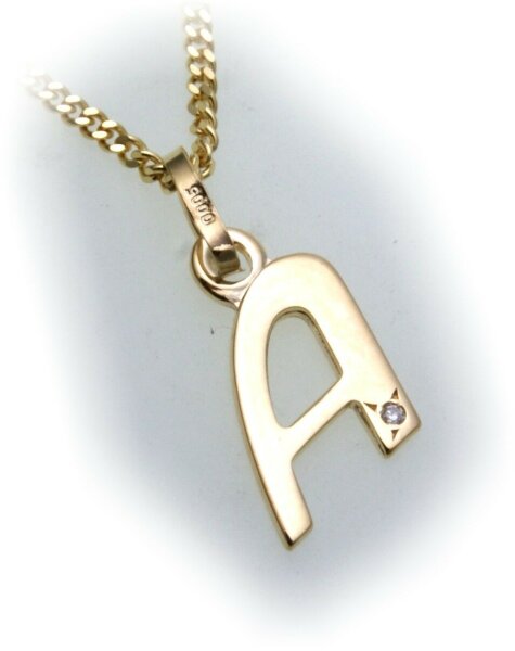 Anhänger u Kette Buchstabe A Diamant 0,005 ct echt Gold 333 8kt Gelbgold Unisex