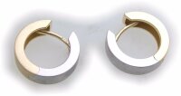 Herren Single Ohrring Klapp Creolen Bicolor echt Gold 585 14 karat Glanz 15 mm Gelbgold