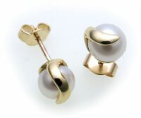 Neu Damen Ohrringe Stecker echt  Gold 585 Perle 7,5mm...
